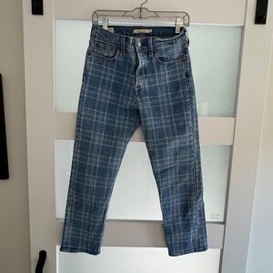 Women's Levi's Wedgie Straight Plaid Stretch Denim Crop Jeans.  Size 26.